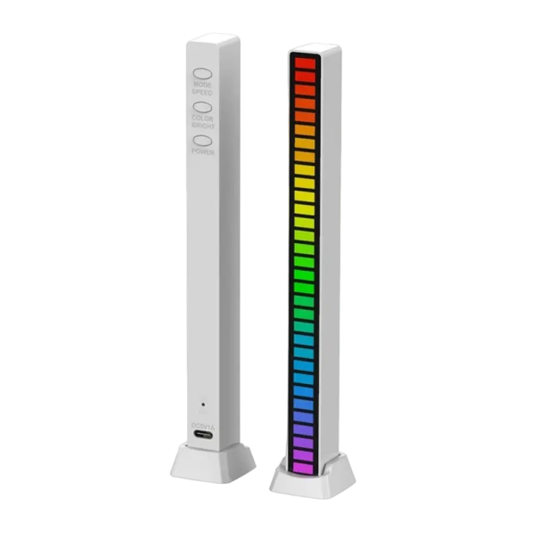 LED lampa reagujúca na zvuk D08-RGB biela