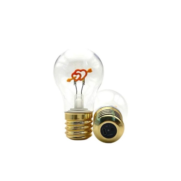 LED lâmpada com filamento em forma de corações com flecha A70 USB-C 5 V 2–5 W 7 x 12,5 cm Vidro e base de alumínio dourado Luz branca quente 2700 K 1