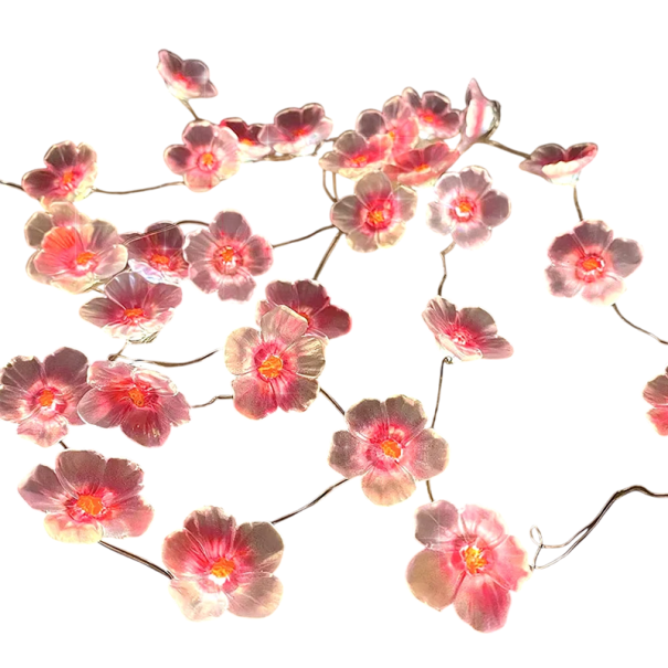 LED Lichterkette 2 m 20 LED Rosa Kirschblüten Dekorative Lichter mit Batteriebetrieb für Schlafzimmer Terrasse Garten Party Hochzeit und saisonale Dekoration