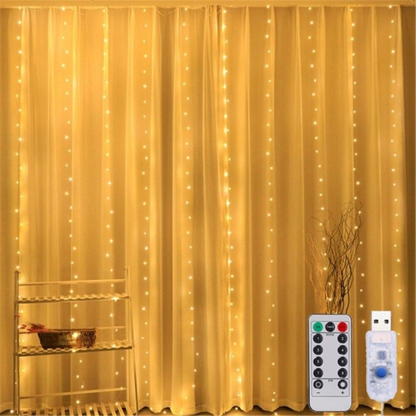 LED-lichtgordijn 3 x 1 m 100 LED warm licht 1