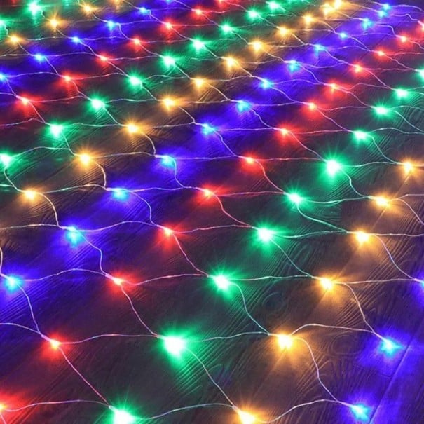 LED lichtnet 3 x 3 m kettinglicht met 320 diodes decoratieve verlichting voor ramen terrassen balkons en interieur multicolor