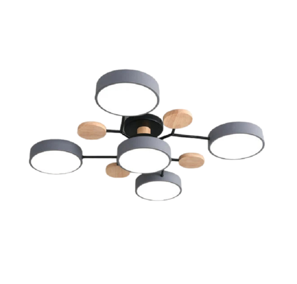 LED-ljuskrona med 3 olika färger 48 W Modern taklampa med 5 LED-ljus i cirkelform Minimalistisk dimbar ljuskrona 66 x 17 cm