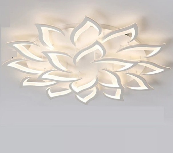 LED loftlampe formet som en blomst 170 W Moderne hvid lysekrone med fjernbetjening Dæmpbar loftlampe med fjernbetjening 110 x 12 cm 1