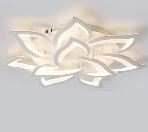 LED loftlampe formet som en blomst 95 W Moderne hvid lysekrone med fjernbetjening Dæmpbar loftlampe med fjernbetjening 76 x 12 cm 1