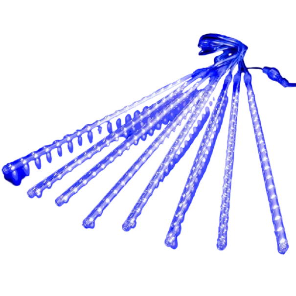 LED luz gotas de chuva 30 cm, 8 tubos, 144 LED, 220 V azul