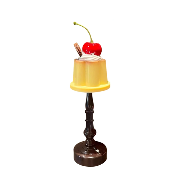 LED Nachtlicht Tischlampe mit Batterie 18 x 5 cm Dekorative Lampe Motiv Pudding mit Keks und Kirsche Für Schlafzimmer Kinderzimmer 1