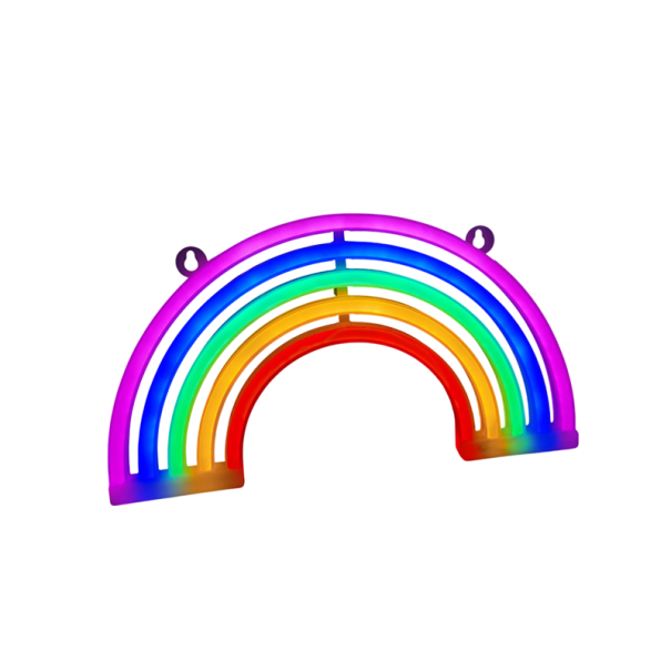 LED Neon Wall Decoration 30 x 16.5 cm Rainbow with Lightning Light Decoration for Wall USB or 3x AA Batteries Colourful Lighting 1
