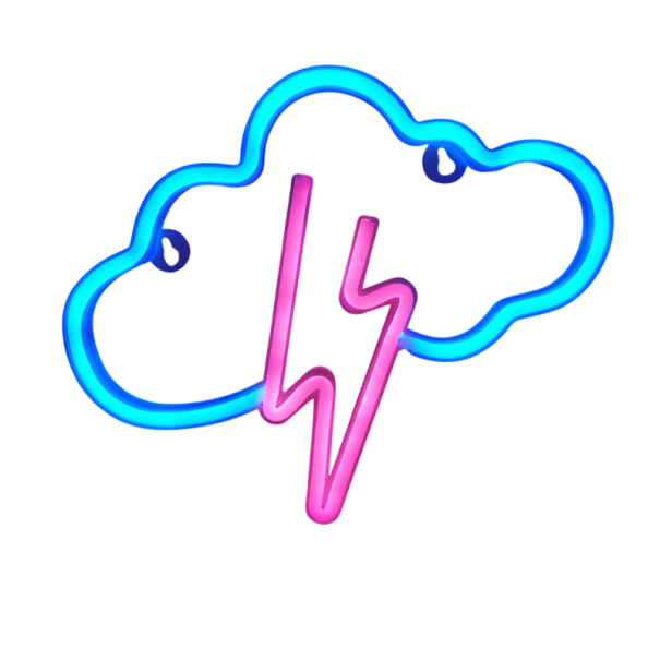 LED Neon Wanddeko 29 x 23 cm Wolke mit Blitz Leuchtende Wanddeko USB oder 3x AA Batterien Bunte LED Beleuchtung 1