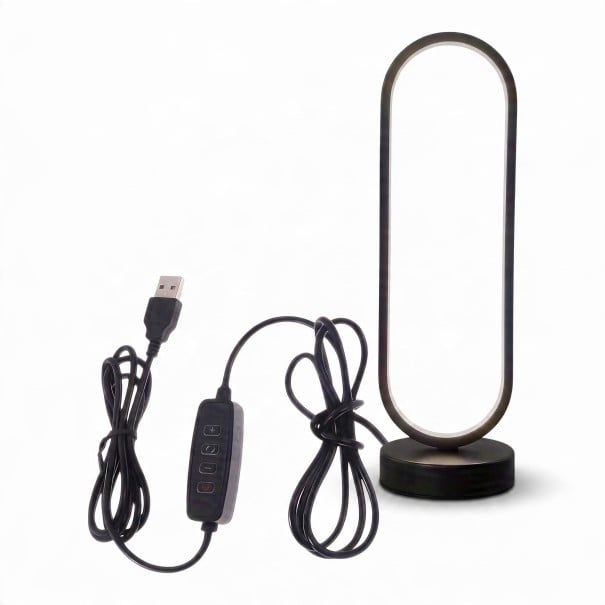 LED nočná lampa Oválna 1 ks Stmievateľná 3 farby svetla 9,5 x 33 x 9,8 cm Napájanie USB Hliník a ABS Čierna Do spálne a obývacej izby 1