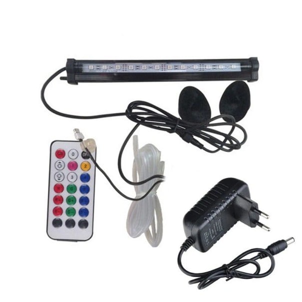 LED osvetlenie do akvária so vzduchovaním 16 cm RGB farebné svetlo s diaľkovým ovládaním prísavky pre sladkovodné aj morské nádrže