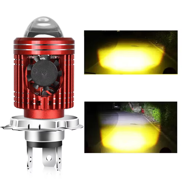 LED-pære H4 12V til motorcykelforlygter 10000 lm Højtydende motorcykel-LED-lygte Dagslys- og fjernlys Halogenpæreudskiftning varm hvid
