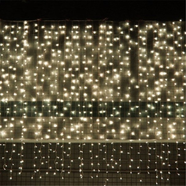 LED perdea luminoasă 3 x 3 m galben deschis