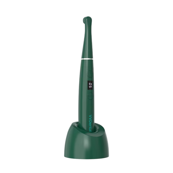 LED polymerizační lampa 23 x 7,5 x 7,5 cm 3200 mW/cm² Bezdrátové nabíjení 1–30 s 385–515 nm Dentální vytvrzovací lampa zelená