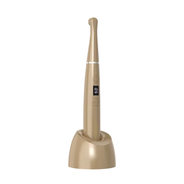 LED polymerizační lampa 23 x 7,5 x 7,5 cm 3200 mW/cm² Bezdrátové nabíjení 1–30 s 385–515 nm Dentální vytvrzovací lampa zlatá