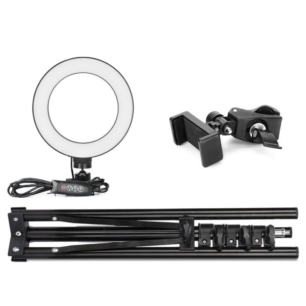LED-rengasvalo 16 cm jalustalla K2433 210 cm