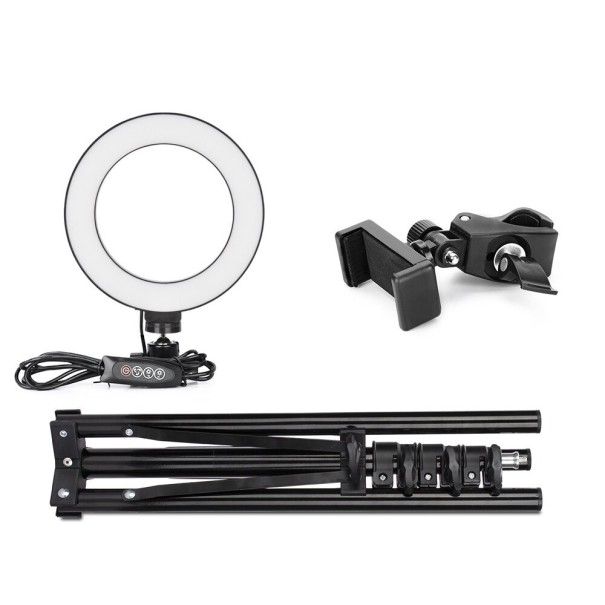 LED ringljus 16 cm med stativ K2433 160 cm