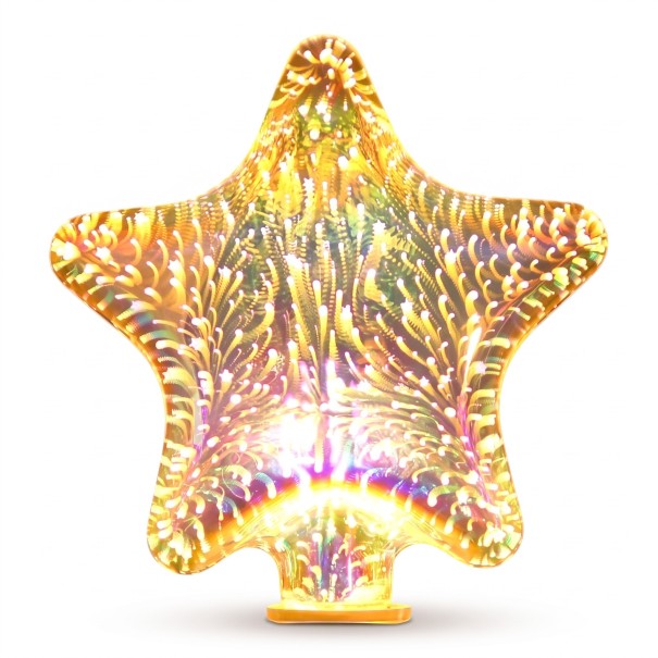 LED Star-Shaped Bulb E27 Firework Effect 6 W 85–265 V 50/60 Hz 14 x 17.5 cm Silvered Glass Multicoloured Pattern For Lamps and Fixtures 1