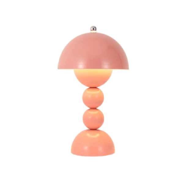 LED stolná lampa v tvare huby, 28 x 16 x 10.2 cm, 3 odtiene svetla, USB-C nabíjanie, 4.5V, dizajnové bezdrôtové svietenie do spálne ružová