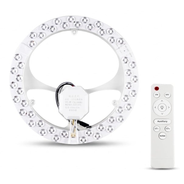 LED stropní svítidlo 48 W Plynulé stmívání i změna barvy Dálkový ovladač Kruhový modul o průměru 25 cm Hliník Do místnosti 15 až 20 m2 1