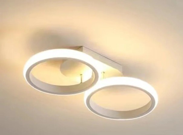 LED stropní svítidlo se 2 kruhovými prvky a třemi teplotami světla, 20 W, 34,5 x 17 x 7 cm, kompaktní Nordic styl pro chodbu i ložnici bílá