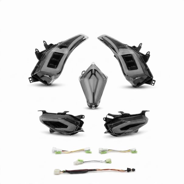LED suuntavalot eteen ja taakse + takavalot, joissa on pysäköintivalo, 5 kpl, savunharmaa, Yamaha TMAX 530 2012–2016 1