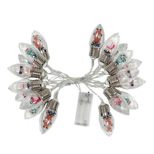 LED světelný řetěz 3 m 20 žárovek s vločkami a mini soškami Vánoční dekorace do interiéru Napájení 2x AA baterie bez adaptéru 1