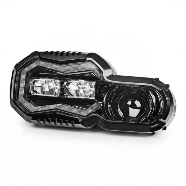 LED světlomet s denním svícením DRL, dálková a potkávací světla 65 W, hliníkové pouzdro, IP67, černý pro BMW F650GS, F700GS, F800GS 1