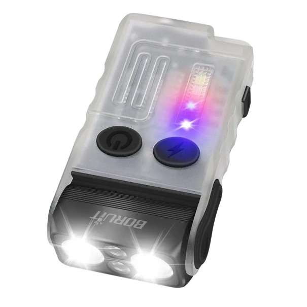 LED svítilna s magnetem Klíčenka s bzučákem 110 dB Bezpečnostní alarm USB C nabíjení Kompaktní světlo Nouzová svítilna bílá
