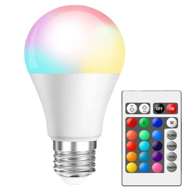 LED színes izzó E27 távirányítóval 1