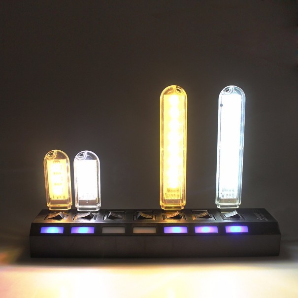 LED USB bärbar lampa 8 dioder J1359 kall vit