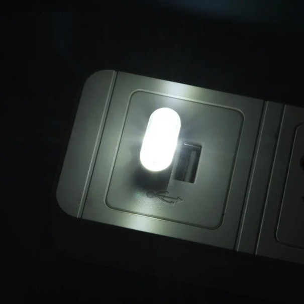 LED USB-lys 22,5 x 2 cm mini neon-natlys til bil, omgivende indvendig belysning, ABS-dekoration, modelbilsmykker kold hvid