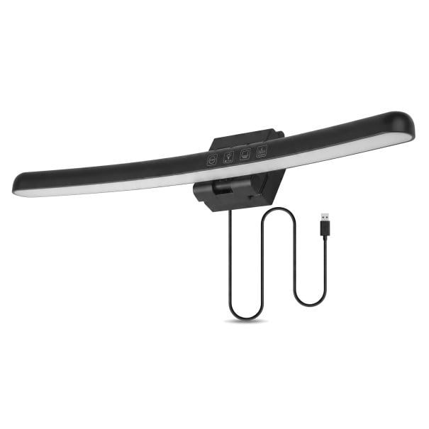 LED-valonauha kaarevalle näytölle 40 cm Asymmetrinen valo ilman heijastuksia Jatkuva himmennys Ajastin Ra95 Musta USB-C 1