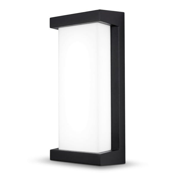 LED vonkajšie nástenné svetlo 25 W Krytie IP65 Obdĺžnikový tvar Biely difuzor v čiernom ráme Studená biela 6000 K Na fasádu terasu aj k vchodu 1