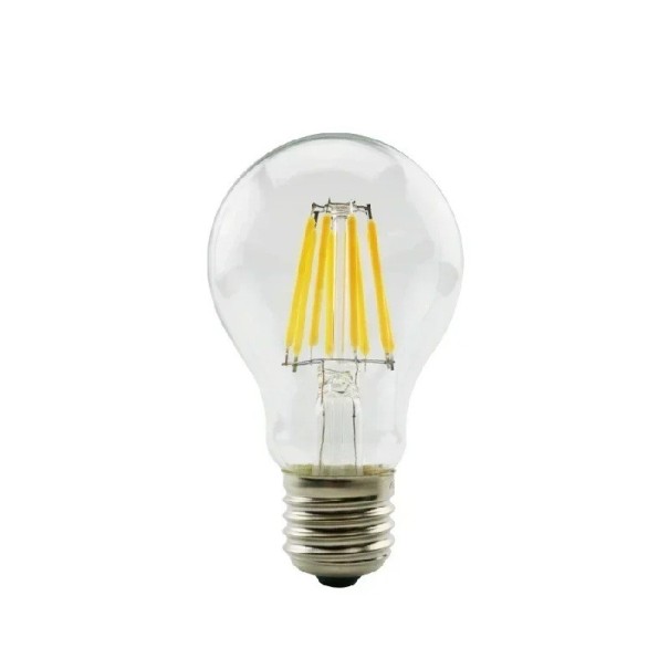 LED žárovka s vláknem A60 Klasický tvar hrušky Patice E27 2 W 220 V Rozměry 100 x 60 mm Čiré sklo Studená bílá Do lustru i stolní lampy 1