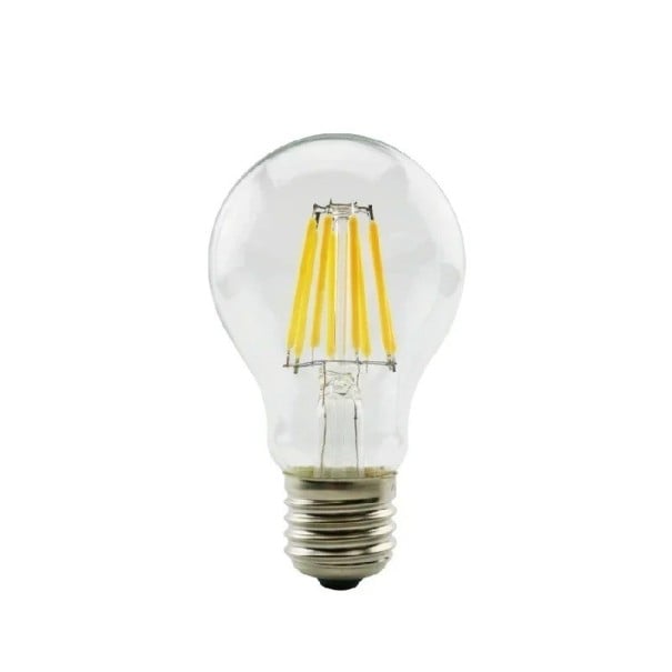 LED žárovka s vláknem A60 Klasický tvar hrušky Patice E27 4 W 220 V Rozměry 100 x 60 mm Čiré sklo Teplá bílá Do lustru i stolní lampy 1