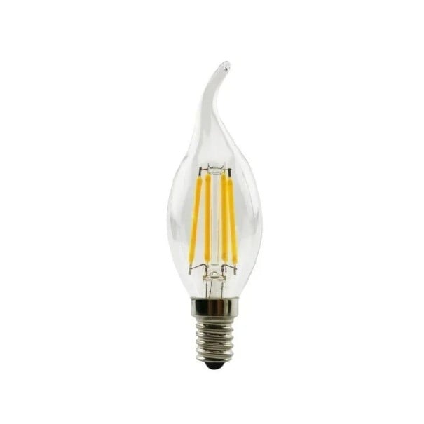 LED žárovka s vláknem C35L Tvar svíčky s plamínkem Patice E14 2 W 220 V Rozměry 120 x 35 mm Čiré sklo Teplá bílá Do lustru i lampy 1