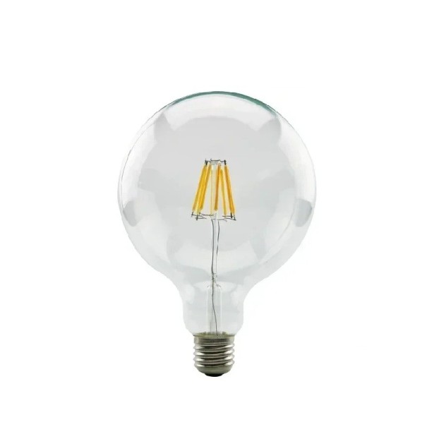 LED žárovka s vláknem G125 Velká kulatá baňka Patice E27 4 W 220 V Rozměry 170 x 125 mm Čiré sklo Studená bílá Do lustru i závěsné lampy 1