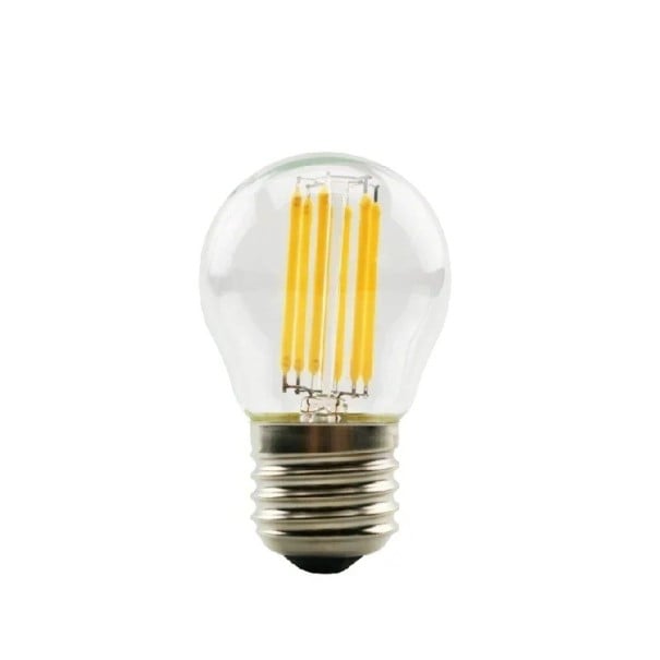 LED žárovka s vláknem G45 Malá kulatá baňka Patice E27 4 W 220 V Rozměry 75 x 45 mm Čiré sklo Studená bílá Do lustru i nástěnného svítidla 1