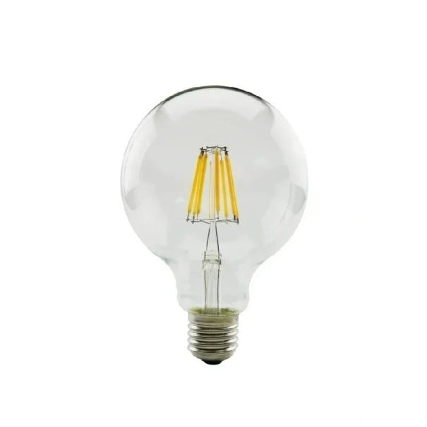 LED žárovka s vláknem G95 Velká kulatá baňka Patice E27 8 W 220 V Rozměry 140 x 95 mm Čiré sklo Teplá bílá Do lustru i závěsného svítidla 1