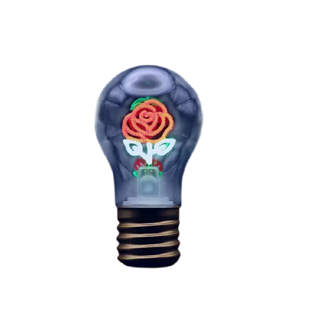 LED žárovka s vláknem ve tvaru růže A70 5 V 2–5 W 7 x 12,5 cm Skleněný kryt a zlatá hliníková objímka Červené a bílé světlo Dárek k výročí 1