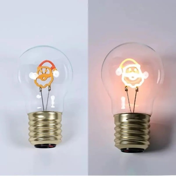 LED žárovka s vláknem ve tvaru Santa Clause A70 5 V 2–5 W 7 x 12,5 cm Skleněný kryt a zlatá hliníková objímka Oranžové světlo Vánoční dárek 1