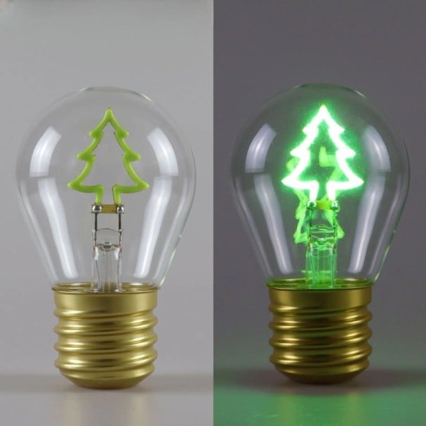 LED žárovka s vláknem ve tvaru stromku A70 5 V 2–5 W 7 x 12,5 cm Skleněný kryt a zlatá hliníková objímka Zelené světlo Vánoční dekorace 1