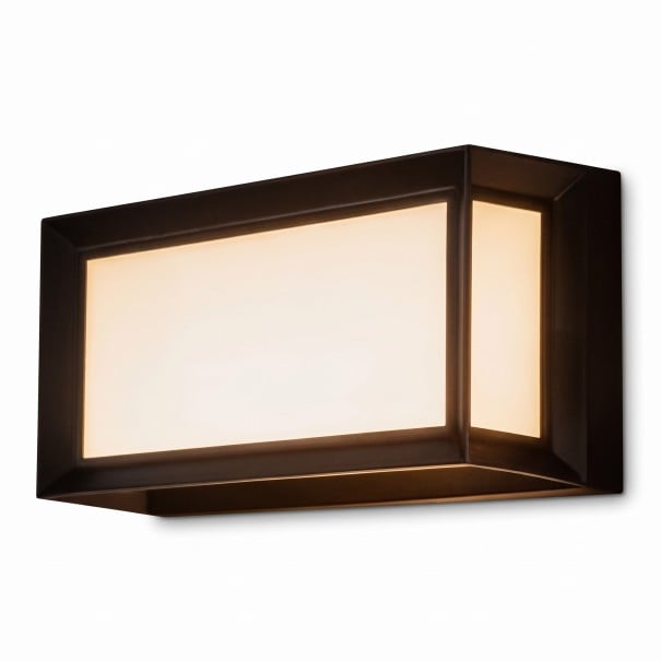 LED zewnętrzna lampa ścienna 25 W Klasa IP65 Kwadratowa obudowa w poziomie Czarna rama wokół białego dyfuzora Ciepła biała 3000 K Na elewację i do wejścia 1