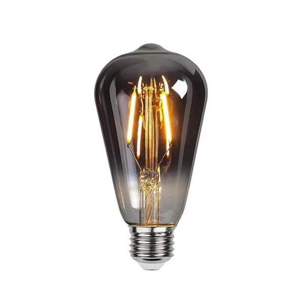LED žiarovka s vláknom ST64 E27 Stmievateľná 4 W 220 V 6,4 x 14,2 cm Dymové sklo a strieborná hliníková objímka Teplé svetlo Do závesných lámp 1