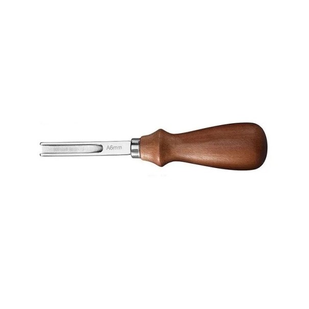 Leder-Handwerkzeug A6 mm Nutahle mit Holzgriff 15,5 cm Zum präzisen Führen von Nähten und Nuten bei der Lederbearbeitung 1
