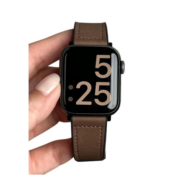 Leder-Silikon-Armband 42 mm für Apple Watch S10 Elegantes zweilagiges Design mit klassischer Metallspange Robustes Armband für angenehmes Tragen dunkelbraun