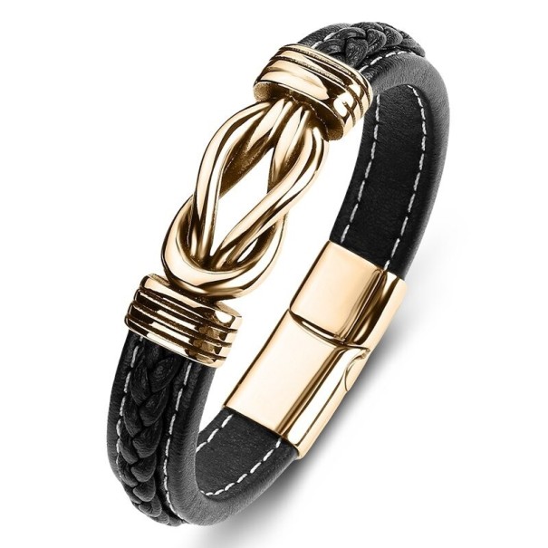 Lederarmband H643 schwarz 21 cm 1