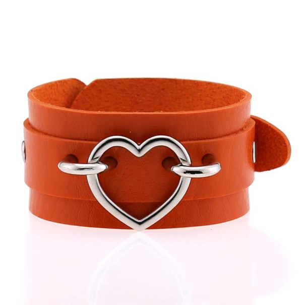 Lederarmband mit Herz orange