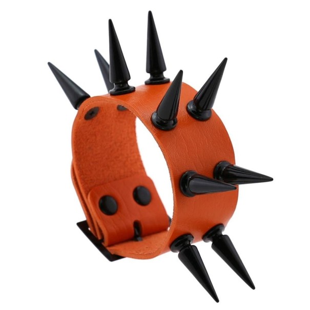 Lederarmband mit Spikes H464 orange