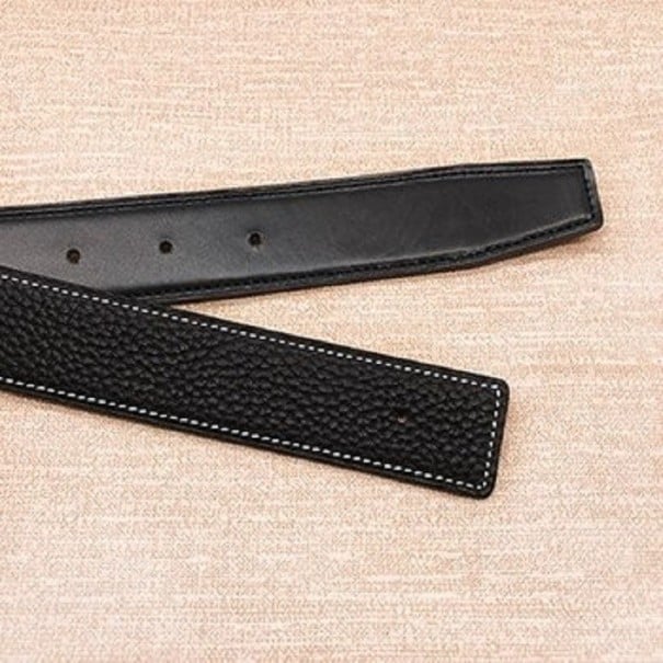 Ledergürtel ohne Schnalle schwarz 95 cm